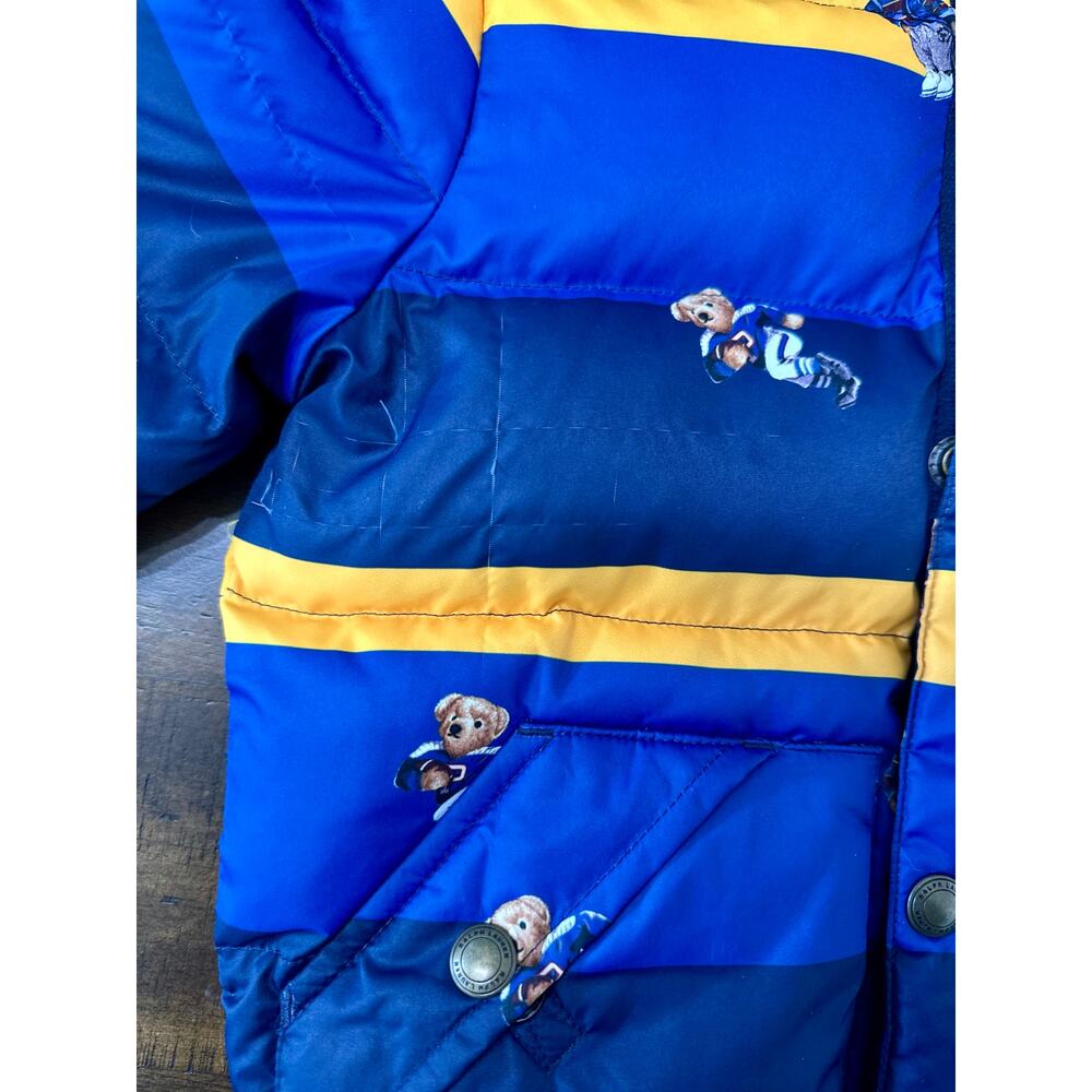 Polo Ralph Lauren Toddler Boys‎ 3T Blue Yellow Polo Bear Puffer Jacket Hooded - Picture 3 of 10